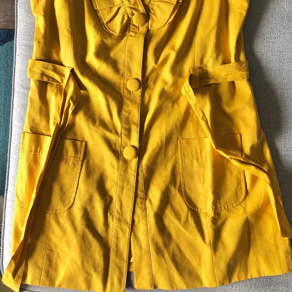 SOLD 🛑 Anthro Tabitha Mustard Yellow Coat Dress - Picture 6 of 8